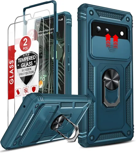 Miniatura 11 de LeYi Funda para Google Pixel 6: Funda para teléfono para Pixel 6 con cubierta deslizante para cámara + [2 paquetes] Protector de pantalla de vidrio