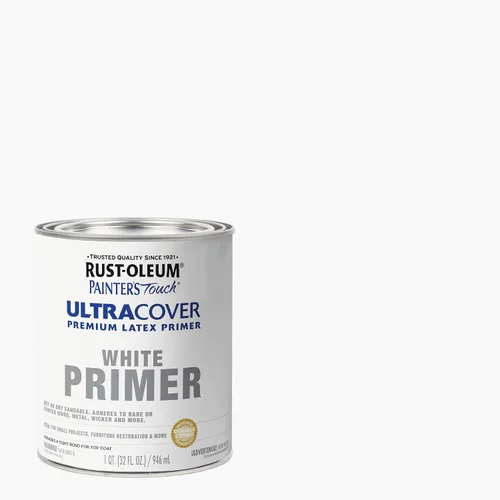 Miniatura 3 de Rust-Oleum Brush On Paint 224430T Painter's Touch - Pintura de látex, cuarto de galón, imprimación blanca plana acrílica, 32 onzas líquidas