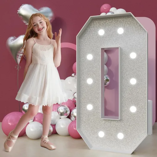 imprsv Decoraciones de cumpleaños plateadas de 4 pies: Números grandes de marquesina que se iluminan Números 50º 30º 40º Decoración de fiesta Número