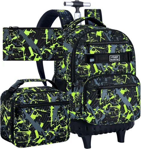 Miniatura 12 de 3 piezas de mochila rodante para mujeres y hombres, bolsa de 21 pulgadas para adultos con ruedas, juego de mochilas con ruedas para niñas y niños