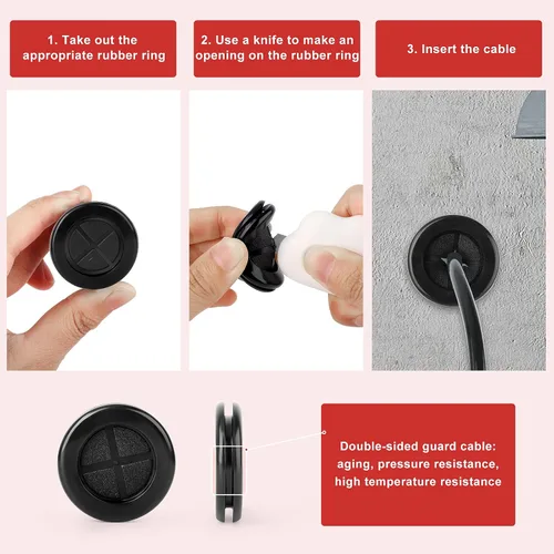 Miniatura 5 de 50 ojales de goma de 1 pulgada, orificios de perforación, tapones de orificio para cortafuegos, tapones de goma para agujeros de varios tamaños