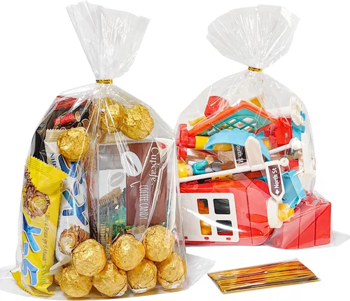 Miniatura 11 de QOIUSO 100 bolsas de celofán: bolsas de celofán transparentes de 5 x 11 pulgadas para dulces, aperitivos, galletas, postres, panadería, envoltura