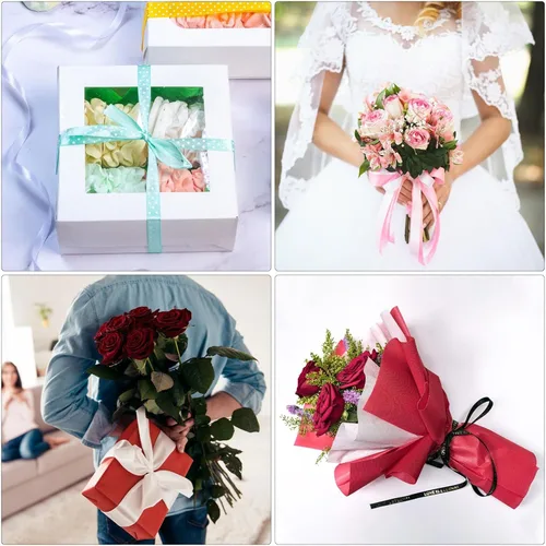Miniatura 4 de MECCANIXITY Cinta de satén de 1 pulgada de ancho y 50 yardas de ancho Just for You, cinta de grogrén personalizada de San Valentín para envolver Rosa