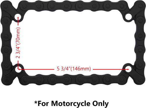 Miniatura 2 de LPF245-BK 3D estilo cadena de bicicleta Zinc Metal mate negro acabado marco de matrícula de motocicleta