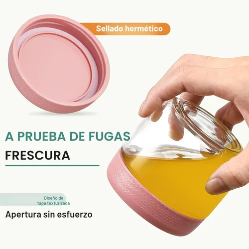Miniatura 3 de NETANY Paquete de 6 tarros de vidrio de 8 onzas con tapas herméticas, recipientes de avena con tapas, tarros de ensalada Mason de boca ancha