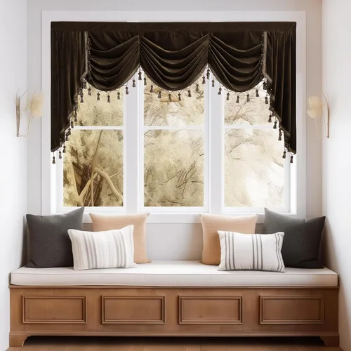 Miniatura 42 de StangH Cortinas decorativas de lujo, cenefa azul con bloqueo de luz, cenefa festoneada para ventana pequeña con bolsillo sólido para barra, cortina