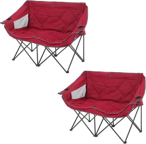 Miniatura 16 de ARROWHEAD OUTDOOR Silla de camping plegable portátil doble Duo con 2 tazas y soporte para copas de vino, bolsa de transporte, soporta hasta 650