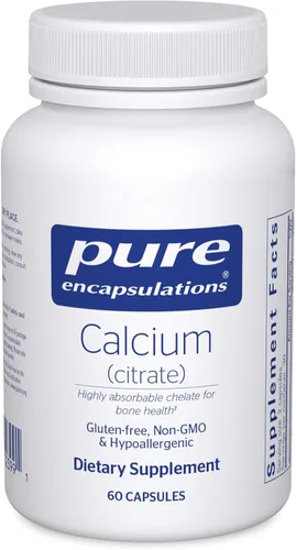 Pure Encapsulations Calcio (Citrato) - Suplemento para apoyo a la salud ósea, dientes, colon y cardiovascular* - con citrato de calcio premium - 60