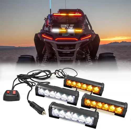 Miniatura 7 de 2 x 6 LED con 9 modos de advertencia para el tráfico - Luces estroboscópicas impermeables para auto, para interior, techo, salpicaderas, parabrisas