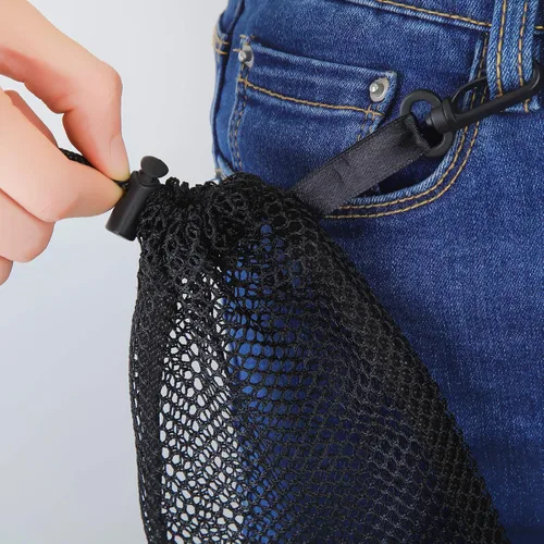 Miniatura 2 de 8 bolsas de malla negra con cordón y clips, pequeñas bolsas de malla de almacenamiento de nailon, bolsa para lavavajillas, bolsa de red para joyas