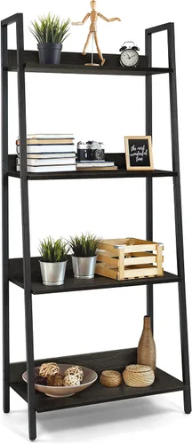 Miniatura 9 de CAPHAUS Estantería de Escalera de 4 Niveles, Estante Independiente de 24 Pulgadas de Ancho, Estantería Librero de Almacenamiento Organizador, Gris