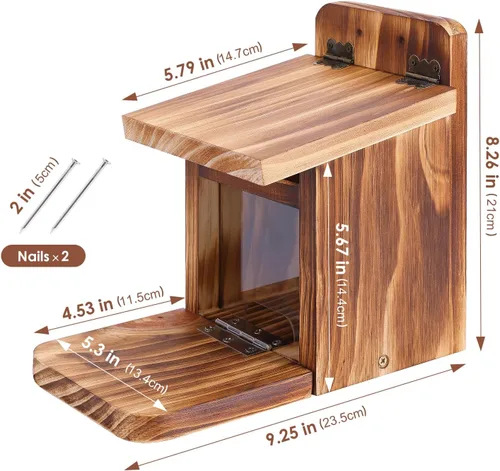 Miniatura 4 de MIXXIDEA Caja de Comedero de Madera para Ardillas, Robusto Comedero para Alimentar Ardillas con Grosor de 1.5CM de Madera, Sin Necesidad de Montaje