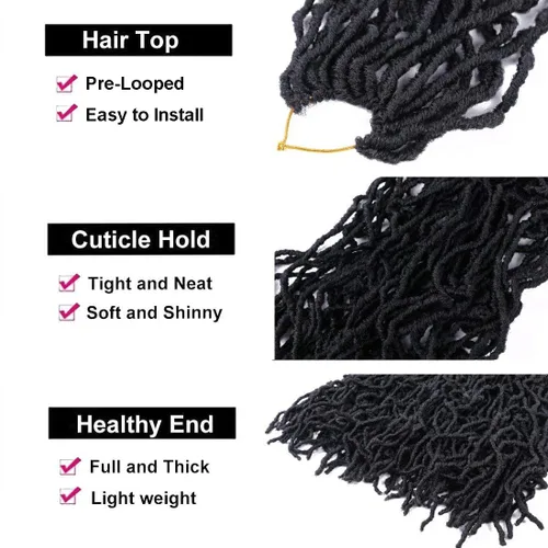 Miniatura 4 de 6 Paquetes Soft Locs Cabello de Ganchillo Pre Looped Faux Locs Trenzas de Ganchillo Goddess Locs Dreadlocs Cabello Sintético Para Mujeres Negras 1b