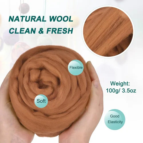 Miniatura 91 de uxcell Lana de fieltro con aguja, hilo de lana de fibra natural de 3.5 onzas para fieltro húmedo, manualidades, materiales de bricolaje