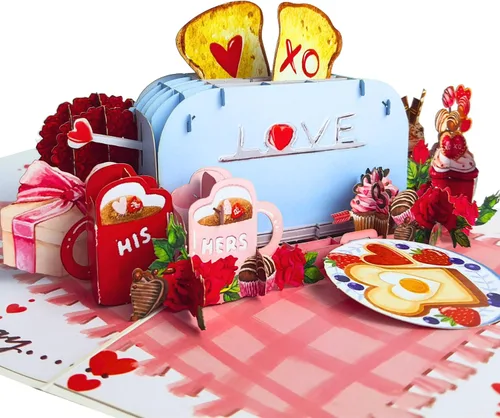 Miniatura 8 de Tarjeta de San Valentín 3D para camión, tarjeta desplegable para el día de San Valentín para esposa, marido, él, ella, novia, novio, adultos 6 x 8