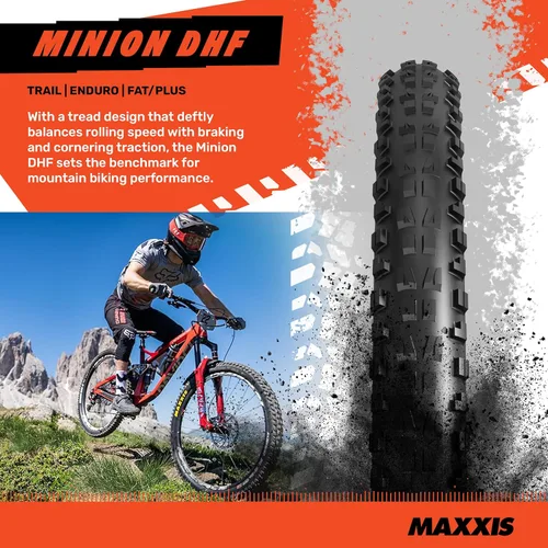 Miniatura 2 de MAXXIS Minion DHF - Compuesto dual - Clasificación E25, sin cámara Banda de rodadura centrada en el estándar de gravedad de oro