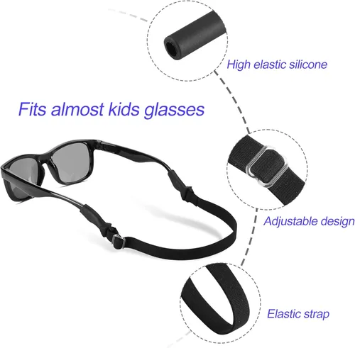 Miniatura 2 de lvvfit Correas de lentes para niños (6.5 a 10 pulgadas), correa ajustable para lentes de sol deportivas, correas de soporte para anteojos para niños
