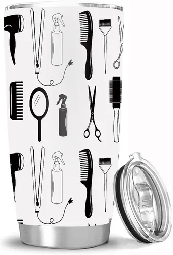 NVJUI JUFOPL Hairstylist - Vaso de 20 onzas con tapa, regalos divertidos para peluquería, regalos para estilistas para hombres y mujeres, taza de