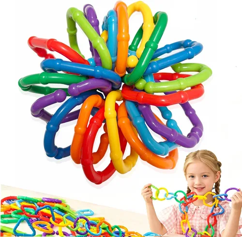 50 anillos para bebé, eslabones de juguete de plástico, anillo de dentición para bebés, para fijar juguetes de bebé a cochecitos o asiento portador