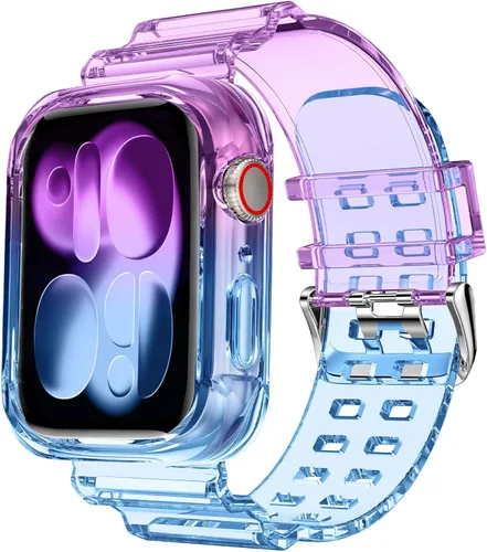 Miniatura 41 de DABAOZA - Correa compatible con Apple Watch de 49 mm, 46 mm, 45 mm, 44 mm, 42 mm, 41 mm, 40 mm, 38 mm, con protector, correa de TPU brillante