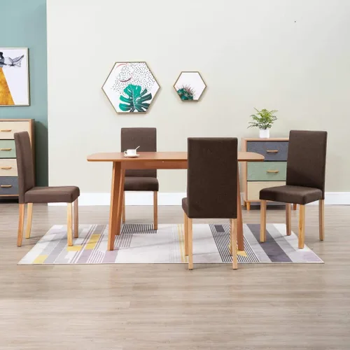 Miniatura 21 de Dining Chair Set of 6 Black Fabric Upholstered with Solid Rubber Wood Frame Modern Ergonomic Design for Dining Room Kitchen and Living Room