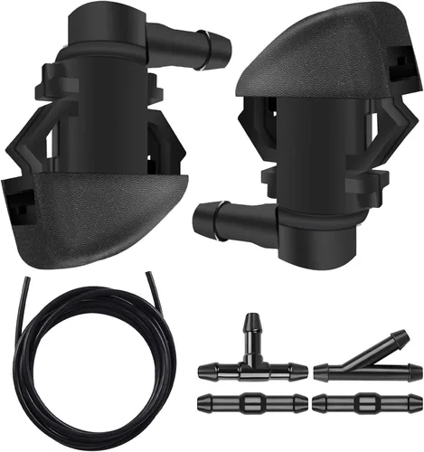 Kit de boquillas de limpiaparabrisas delantero con manguera y conectores de líquido de arandela, compatible con la mayoría de los vehículos,