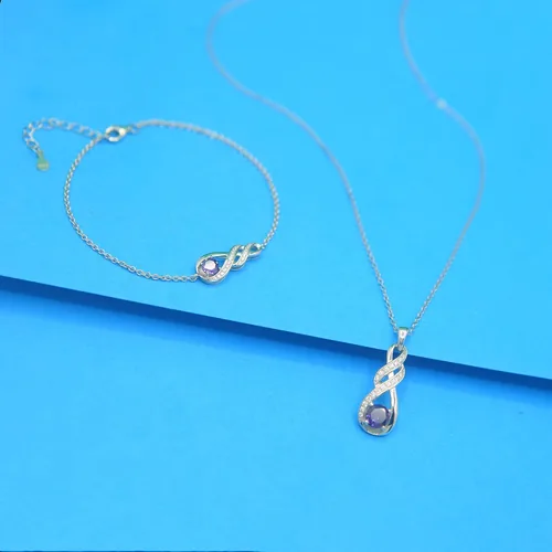 Miniatura 3 de LOCIBLO Pulseras de piedra natal para mujeres y niñas, plata de ley 925, oro blanco, colgante de infinito, regalo de aniversario, cumpleaños