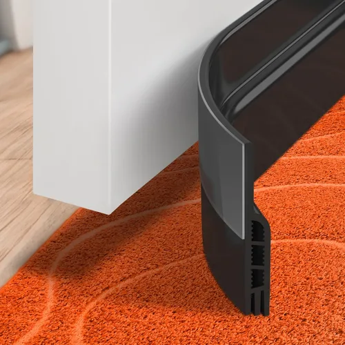 Miniatura 20 de Holikme Burlete para puerta de 41 pulgadas, para debajo de la puerta, bloqueador de corrientes de aire para puertas, tapón de ruido, adhesivo Gris