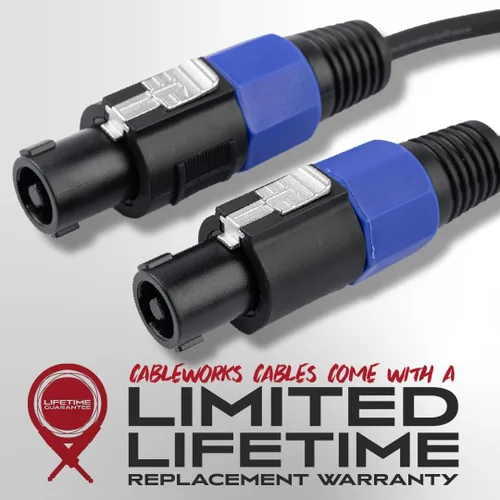Miniatura 6 de Cableworks Por Gator Cases Backline Series Conector de bloqueo giratorio estándar de 25 pies a conector de bloqueo giratorio Cable de altavoz