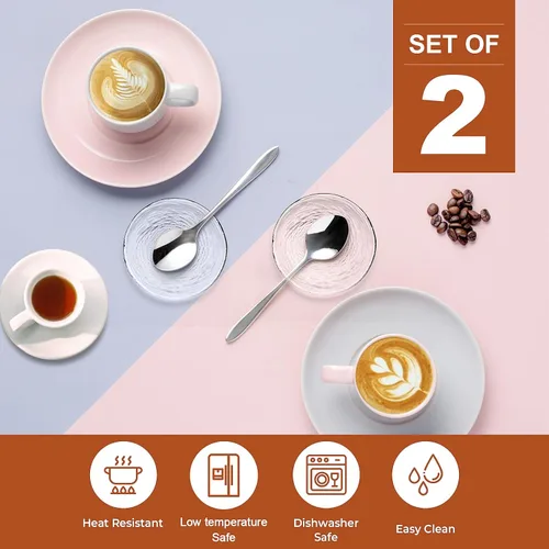 Miniatura 6 de Juego de 2 cucharas de café de cristal, soporte para cuchara de café redondo transparente para decoración de estación de café, estufa, encimera