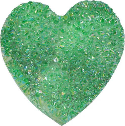 Rockcloud Cuarzo de cristal recubierto de titanio en forma de corazón, figura de geoda drusa de racimo natural, espécimen mineral para decoración de