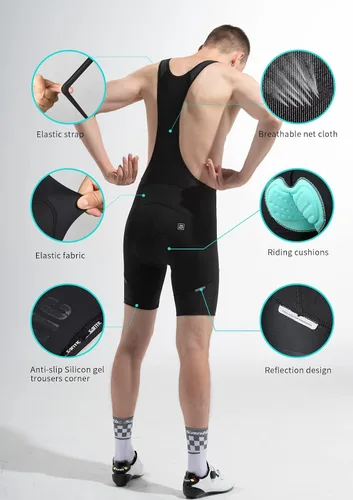 Miniatura 5 de Santic Pantalones cortos de ciclismo para hombre, acolchado 4D, transpirable, para ciclismo de carretera, ciclismo, ciclismo, ciclismo, gel de viaje