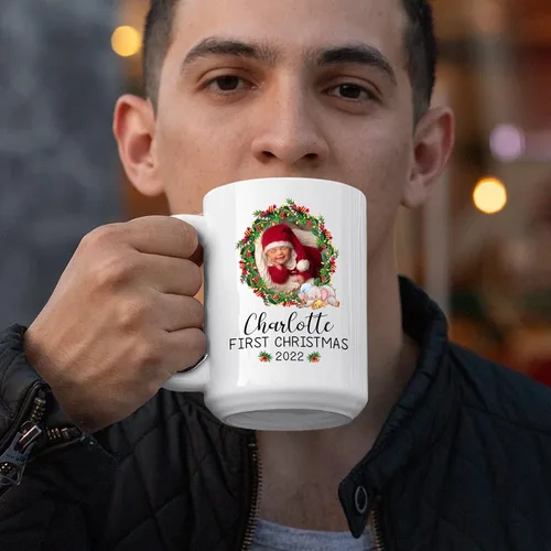 Miniatura 3 de Taza de fotos de bebé Navidad 2022, taza personalizada para la primera Navidad del bebé, regalo personalizado para recién nacido, taza de café