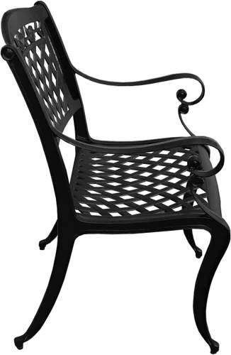 Miniatura 4 de Silla de comedor de patio de rosas negras de aluminio fundido tradicional al aire libre ornamentada