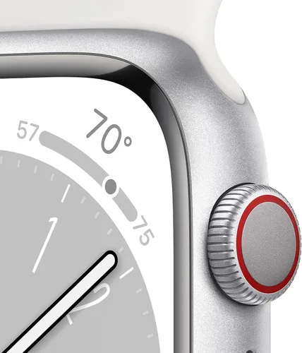 Miniatura 3 de Apple Watch Series 8 [GPS + Celular 45mm] Reloj inteligente con caja de aluminio plateado y correa deportiva blanca - S/M. Rastreador de fitness