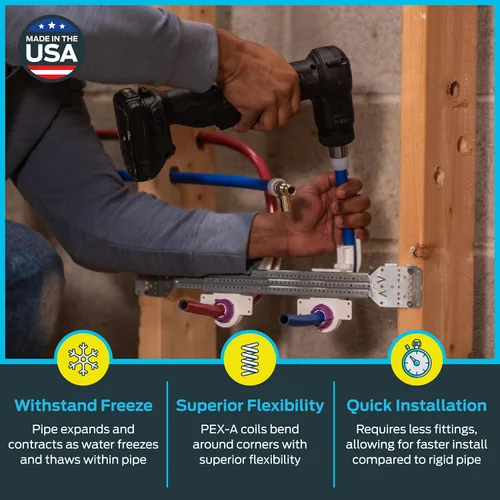 Miniatura 3 de SharkBite - Tubo de agua flexible PEX-A azul de 1/2 pulgada x 100 pies, fabricado en EE. UU., para fontanería, UA60B100