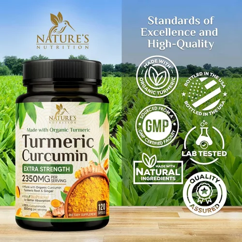 Miniatura 4 de Suplemento de curcumina de cúrcuma de 1750 mg con cúrcuma y jengibre orgánicos, 95% curcuminoides, pimienta negra BioPerine para una mejor