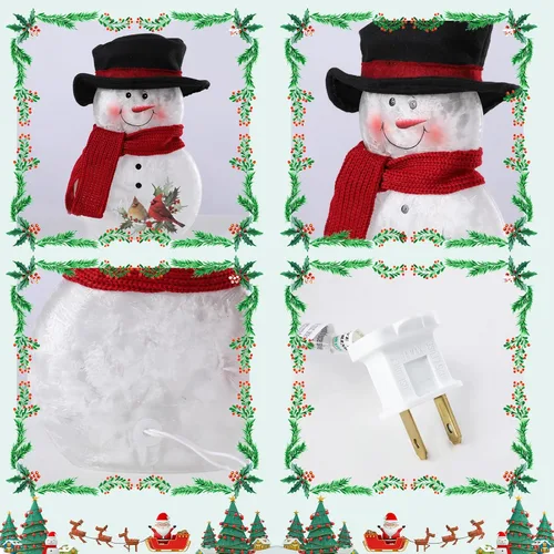 Miniatura 6 de Yinns Lámpara de muñeco de nieve de Navidad iluminada, decoración de muñeco de nieve con luz LED de cristal pintada a mano, decoraciones de Navidad