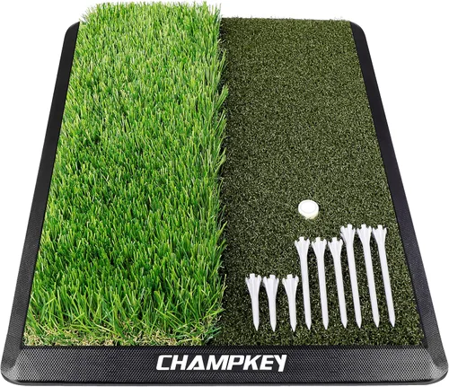 Miniatura 8 de CHAMPKEY Alfombrilla de Golf de Doble Césped Viene con 9 Tees de Golf y 1 Tee de Goma Alfombrilla de Práctica de Golf con Respaldo de Goma