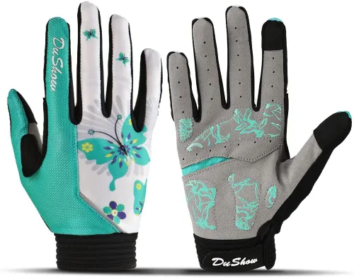 DuShow Guantes de ciclismo para mujer, guantes de bicicleta con pantalla táctil de dedo completo, guantes largos de bicicleta, ciclismo de montaña,