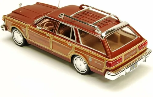 Miniatura 5 de 1979 Chrysler Lebaron Town & Country Wagon, rojo con revestimiento Woodie Motormax 73331-1/24 Escala Diecast Model Car