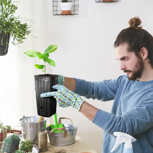 Miniatura 6 de RunNico 50 piezas de macetas de plástico profundas para vivero, macetas de árbol de 30 cm de alto, macetas de contenedor de plántulas negras