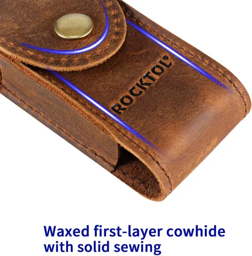 Miniatura 2 de ROCKTOL Funda multiherramienta, funda de cuero con cierre de presión premium para cinturón, funda de cuchillo multiherramienta de 4.2" para EDC
