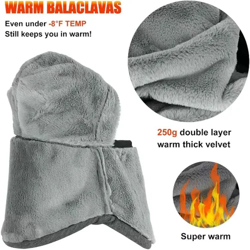 Miniatura 2 de Balaclava Ski Mask, Face Mask Winter Balaclavas Hoodie Bandana for Men Women,Waterproof Windproof Heavy Fleece Neck Warmer Hat Skiing Hunting Black