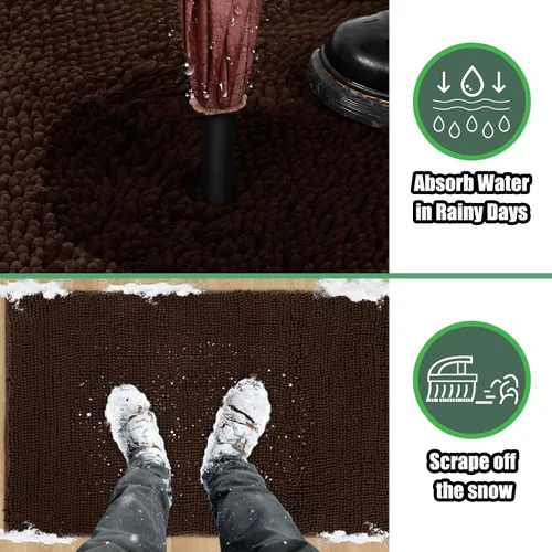 Miniatura 3 de IM HOME Tapete de chenilla absorbente para exterior 36" x 24", tapetes lavables antideslizantes para perros, tapete para puerta interior para Marrón