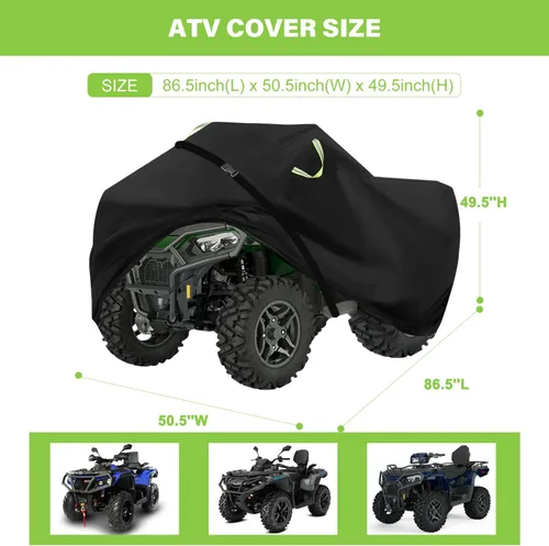 Miniatura 6 de Funda para ATV, Impermeable para Exteriores de Servicio Pesado Cubiertas para Vehículos de 4 Ruedas, Poliéster 420D Antidesgarro Anti-UV, Cubierta