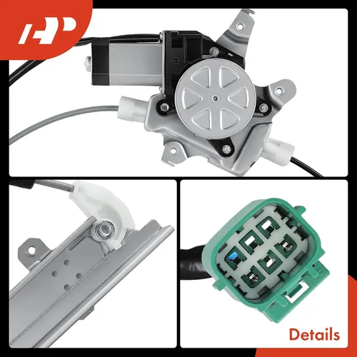 Miniatura 8 de Regulador de ventana eléctrica con motor A-Premium compatible con Nissan Juke 2011-2017 con enchufe de 2 pines, lado del conductor delantero
