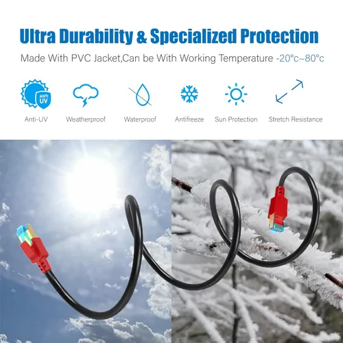 Miniatura 6 de AOPOCKAN TECH Cable Ethernet Cat 8 de 30 pies blindado, exterior e interior, cable de red Cat8 de alta velocidad 26AWG Cat8, 40 Gbps, cable de Negro