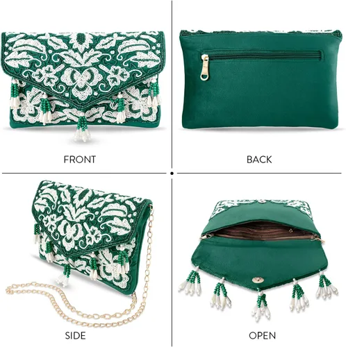 Miniatura 4 de Aheli Indian Potli Bags for Women Evening Bag Clutch Ethnic Bride Purse with Drawstring