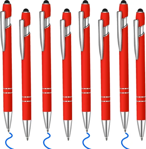 Miniatura 13 de 8 piezas de bolígrafo de tinta azul con punta de lápiz capacitivo 2 en 1 bolígrafo de metal con lápiz capacitivo para pantallas táctiles